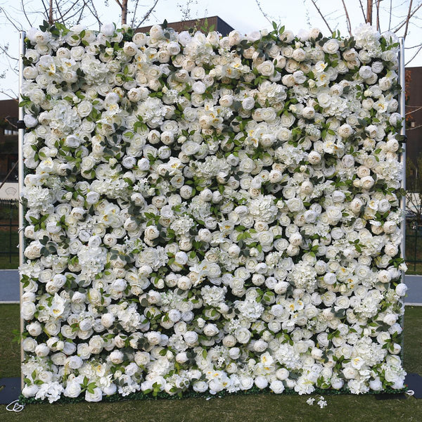 UM-W18 Artificial Flowers Wall Panel Beige Rose Flower Backdrop Wall Panels for DIY Wedding Party Backdrop Wall Decorations