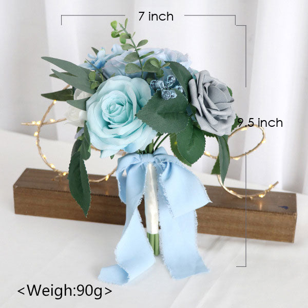 Set of 2 Blue Wedding Bouquets for Bridesmaid Artificial Rose Flower Bridesmaid Bouquet for Wedding