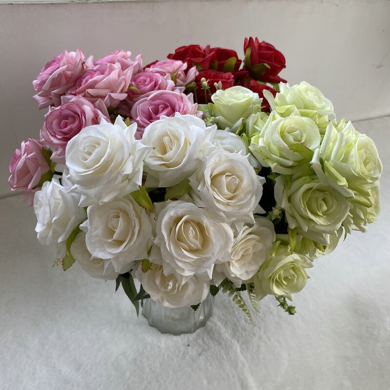 12-Head Teal Artificial Rose Stem 2 12 Head Teal Artificial Rose Stem 1