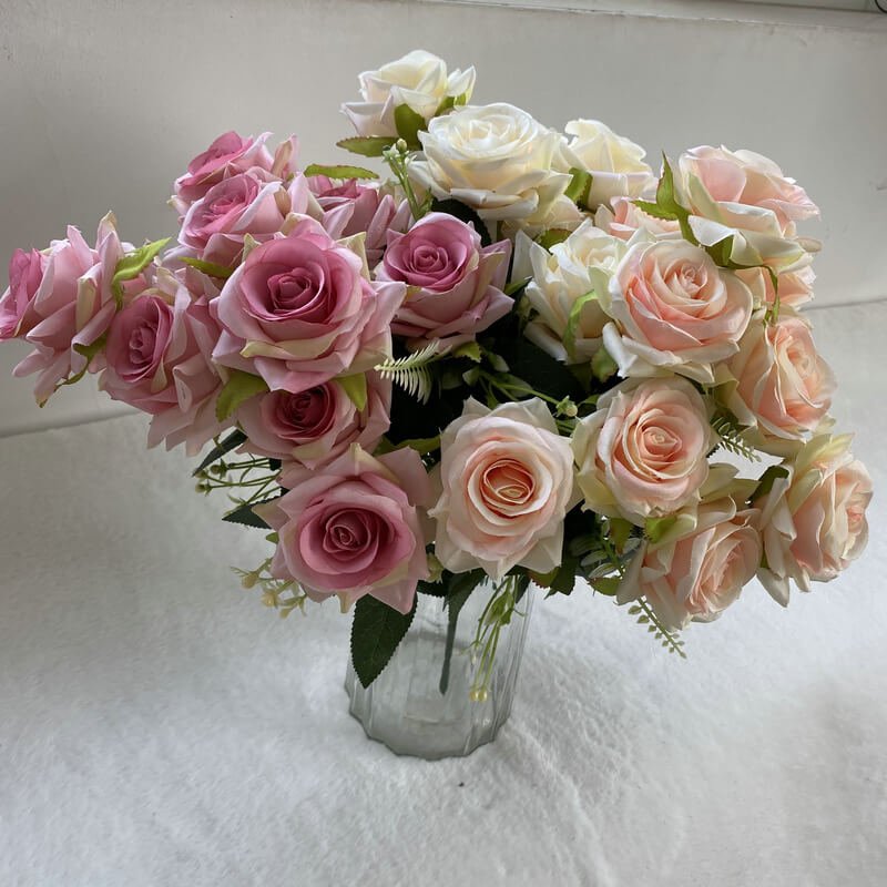 12-Head Teal Artificial Rose Stem 9 12 Head Teal Artificial Rose Stem 2