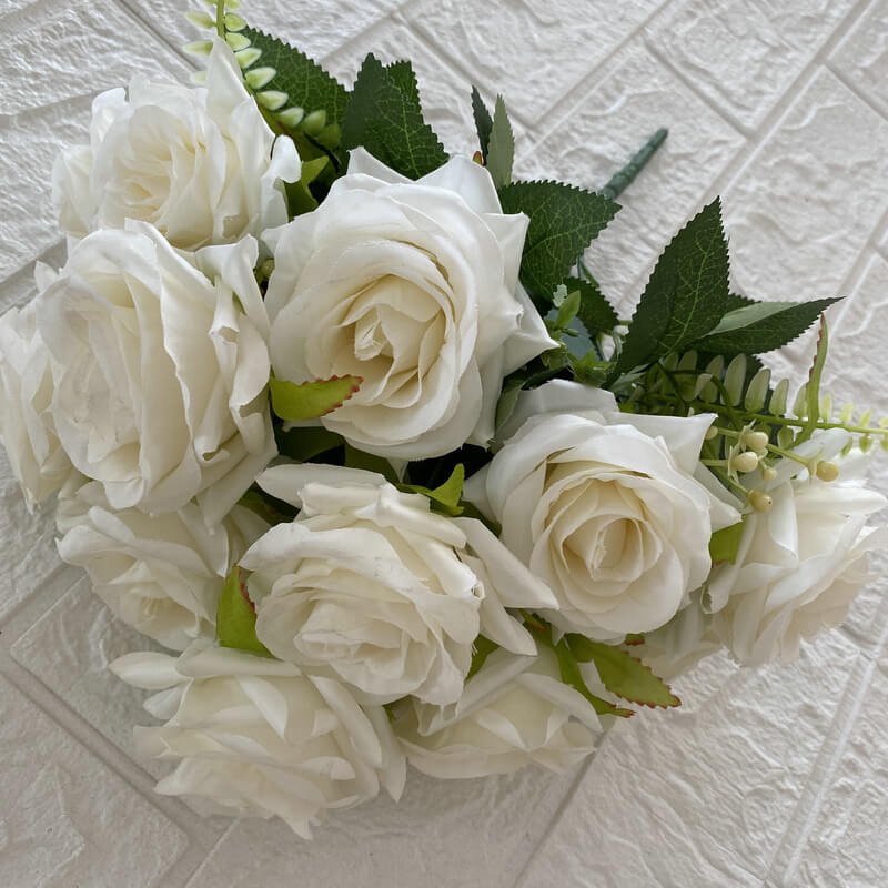 12-Head Teal Artificial Rose Stem 8 12 Head Teal Artificial Rose Stem 3