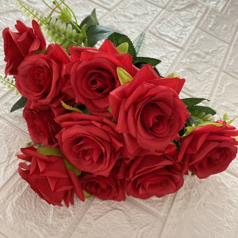 12-Head Teal Artificial Rose Stem 7 12 Head Teal Artificial Rose Stem 4