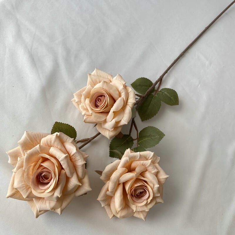 3-Head Coated Artificial Rose with Printed Petals 11 3 Head Coated Artificial Rose with Printed Petals 11