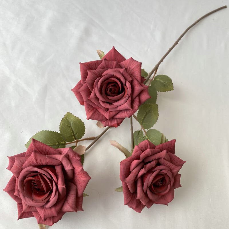 3-Head Coated Artificial Rose with Printed Petals 16 3 Head Coated Artificial Rose with Printed Petals 6