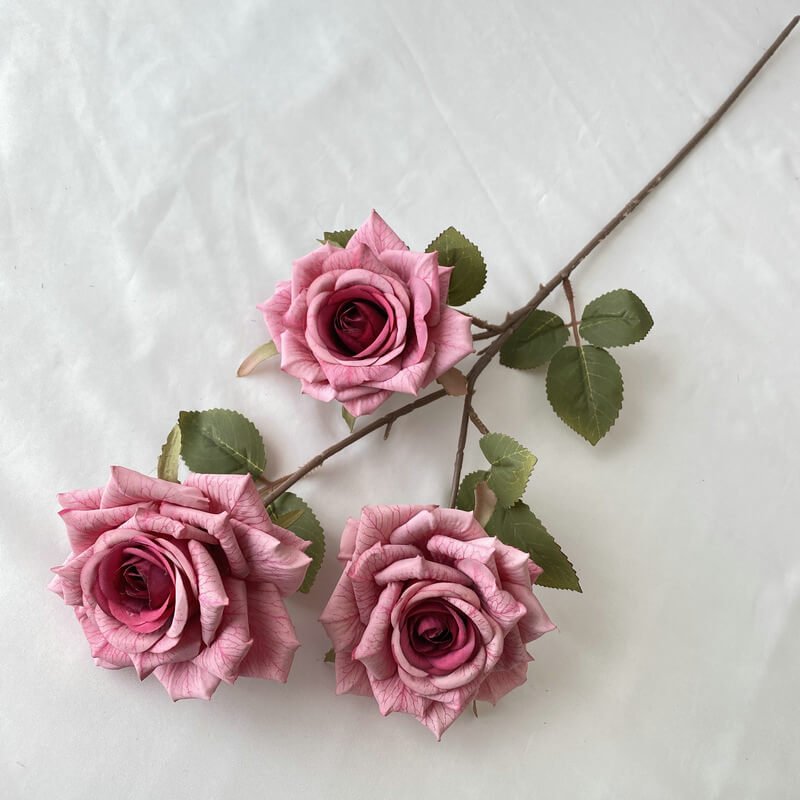 3-Head Coated Artificial Rose with Printed Petals 13 3 Head Coated Artificial Rose with Printed Petals 9
