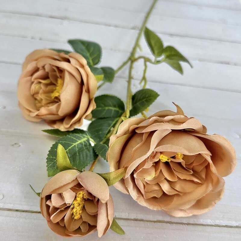 3 Head Real Looking Orange Artificial Roses 6 3 Head Real Looking Orange Artificial Roses 16
