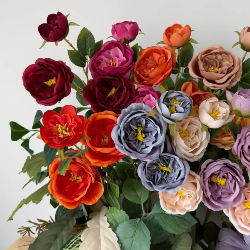 3 Head Real Looking Orange Artificial Roses 15 3 Head Real Looking Orange Artificial Roses 2