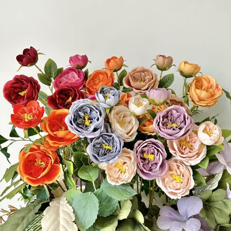 3 Head Real Looking Orange Artificial Roses 14 3 Head Real Looking Orange Artificial Roses 3