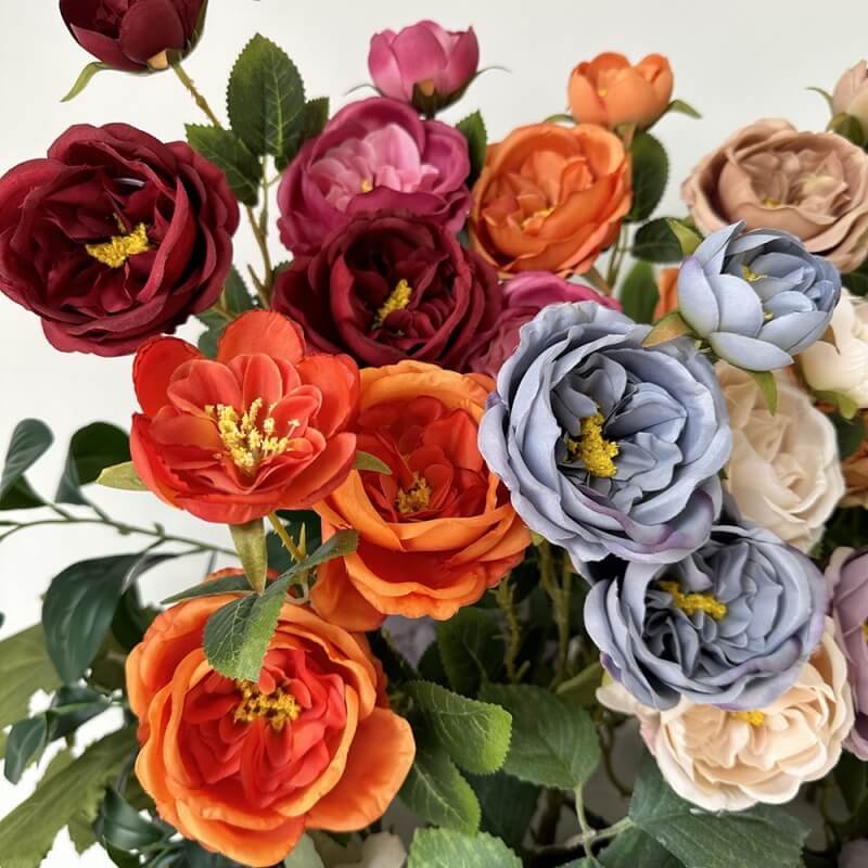 3 Head Real Looking Orange Artificial Roses 2 3 Head Real Looking Orange Artificial Roses 4