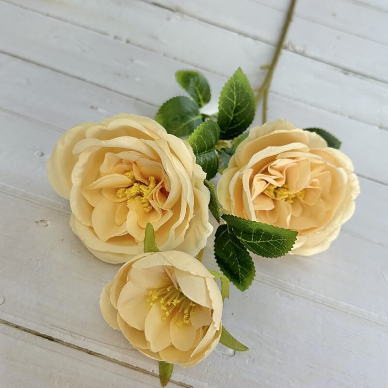 3 Head Real Looking Orange Artificial Roses 5 3 Head Real Looking Orange Artificial Roses 7