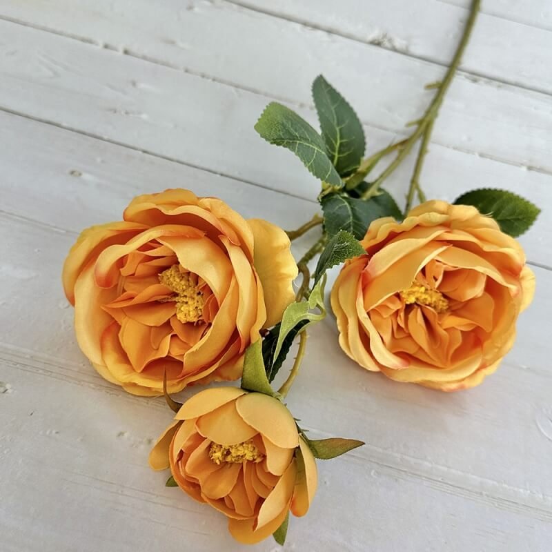3 Head Real Looking Orange Artificial Roses 3 3 Head Real Looking Orange Artificial Roses 8