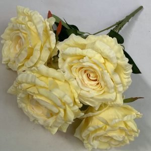 yellow 5-Head Silk Rose Artificial Flower