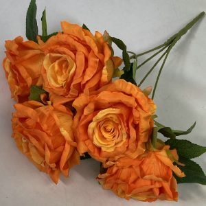 orange 5-Head Silk Rose Artificial Flower