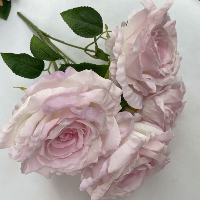 5-Head Silk Artificial White Roses in Bulk 12 light pink 5-Head Silk Rose Artificial Flower