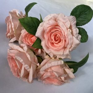 Gradient light pink 5-Head Silk Rose Artificial Flower