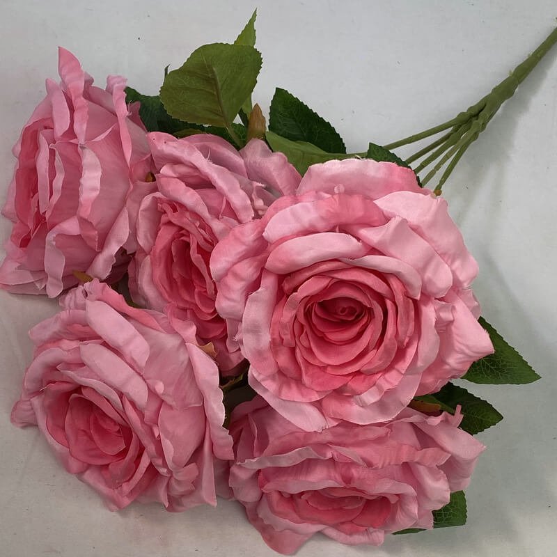 5-Head Silk Artificial White Roses in Bulk 8 Rose red gradient 5-Head Silk Rose Artificial Flower