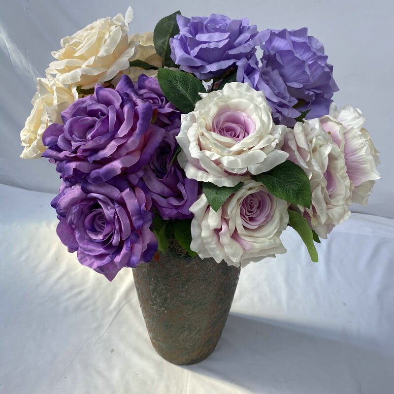 5-Head Silk Artificial White Roses in Bulk 21 5-Head Silk Rose Artificial Flower for home