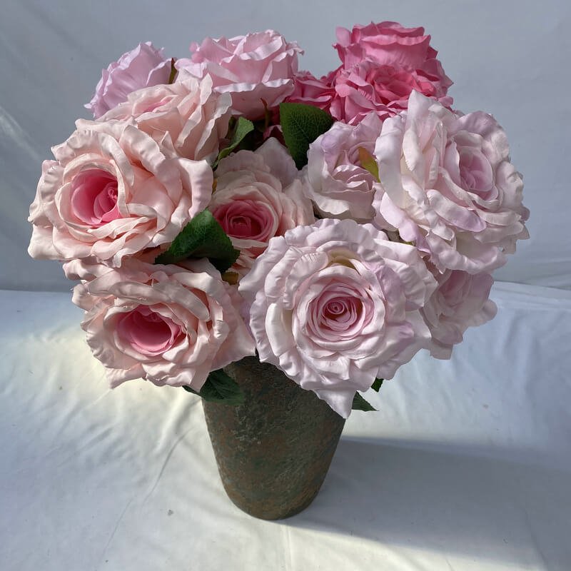 5-Head Silk Artificial White Roses in Bulk 18 Various pinks 5-Head Silk Rose Artificial Flower