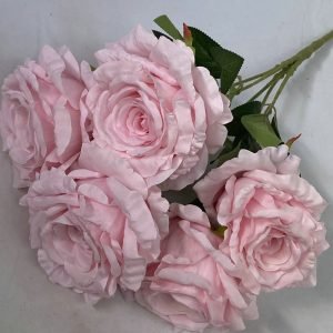 Pink 5-Head Silk Rose Artificial Flower