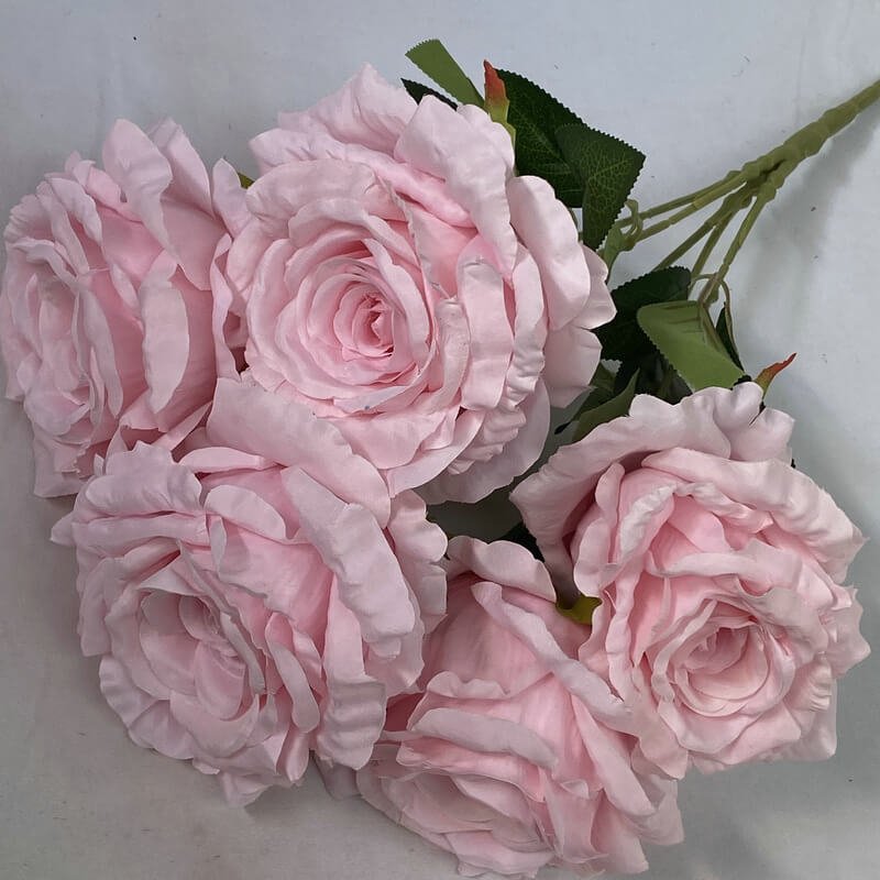 5-Head Silk Artificial White Roses in Bulk 17 Pink 5-Head Silk Rose Artificial Flower