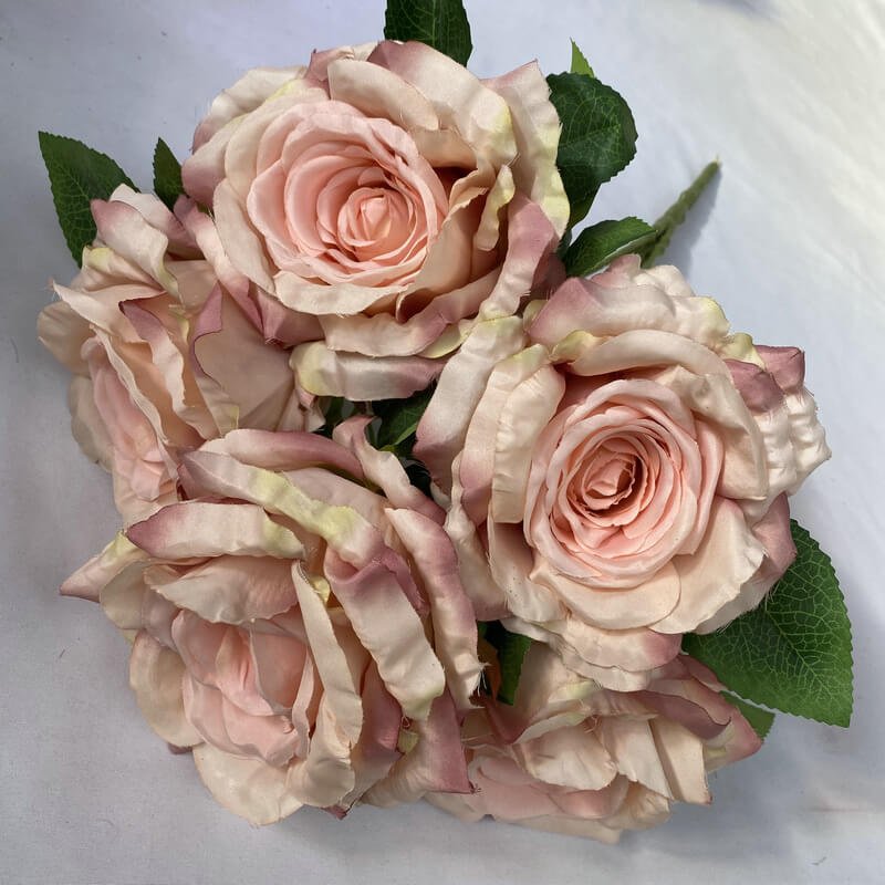 5-Head Silk Artificial White Roses in Bulk 16 gradient pink 5-Head Silk Rose Artificial Flower
