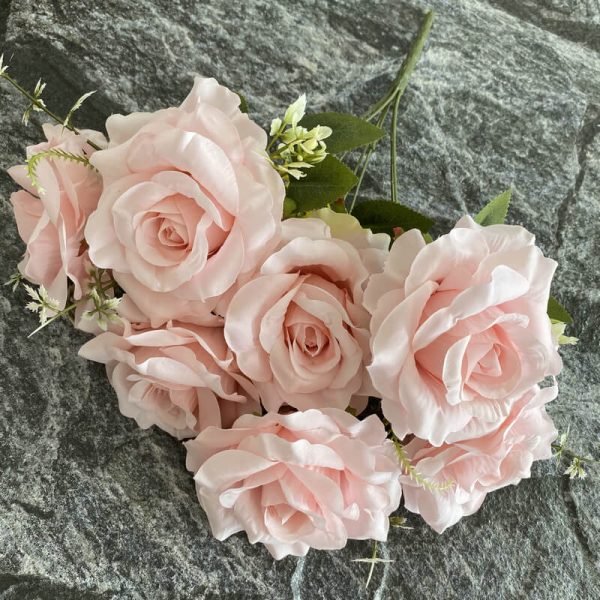 7-Head Large Pink Artificial Rose Stem