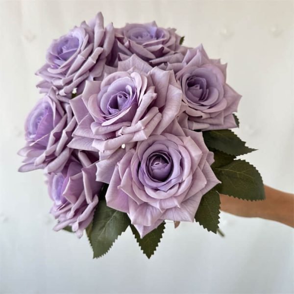 Single Stem 7-Head Silk Purple Artificial Roses