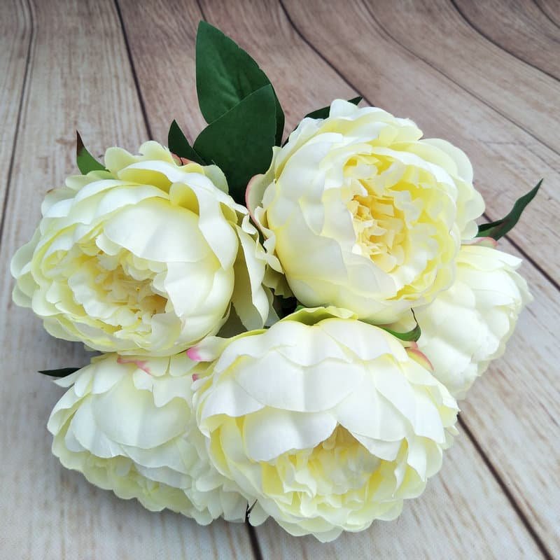 5-Head Artificial Peony Flower Bouquet for Wedding Decoration 5 5 Head Artificial Peony Flower Bouquet for Wedding Decoration 1