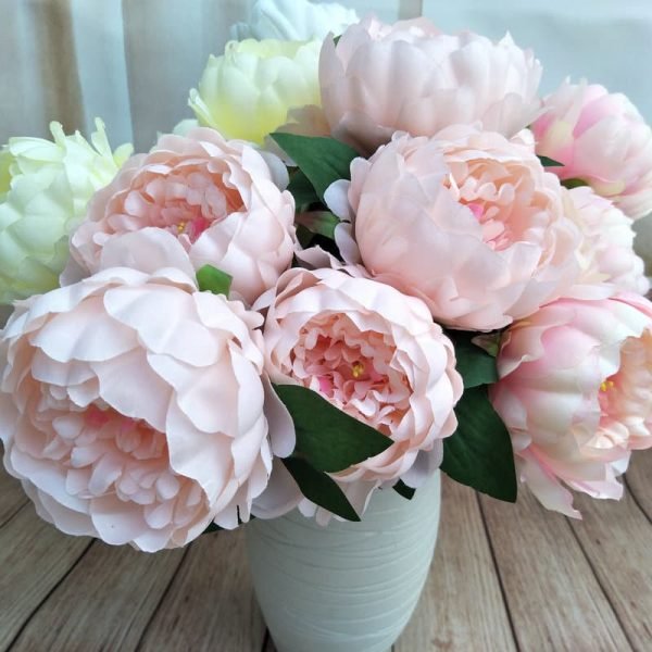 5-Head Artificial Peony Flower Bouquet for Wedding Decoration