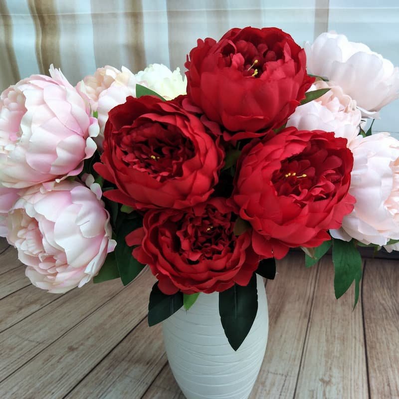 5-Head Artificial Peony Flower Bouquet for Wedding Decoration 2 5 Head Artificial Peony Flower Bouquet for Wedding Decoration 3