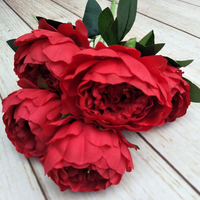 5-Head Artificial Peony Flower Bouquet for Wedding Decoration 10 5 Head Artificial Peony Flower Bouquet for Wedding Decoration 6