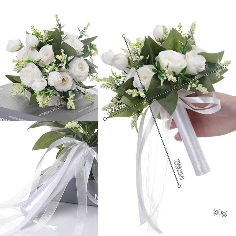 Artificial Bridesmaid Bouquet with Silk Roses for Wedding 5 Artificial Bridesmaid Bouquet with Silk Roses for Wedding 1