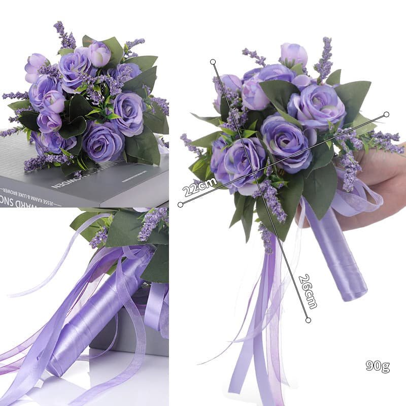 Artificial Bridesmaid Bouquet with Silk Roses for Wedding 6 Artificial Bridesmaid Bouquet with Silk Roses for Wedding 10