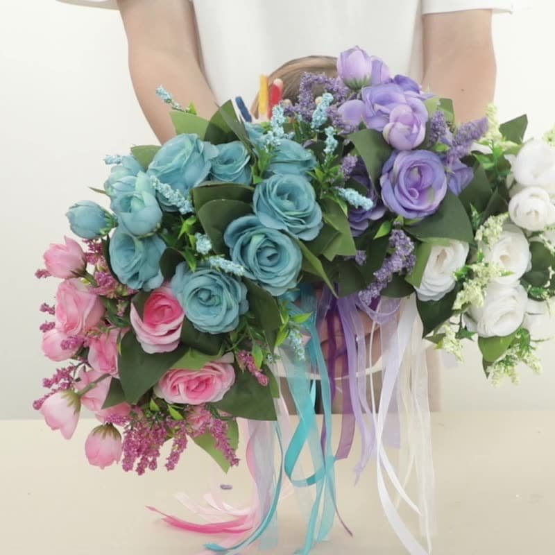 Artificial Bridesmaid Bouquet with Silk Roses for Wedding 10 Artificial Bridesmaid Bouquet with Silk Roses for Wedding 2