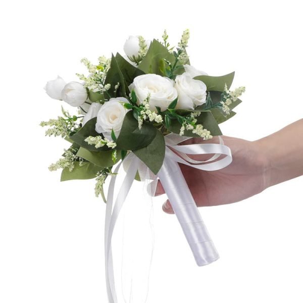 Artificial Bridesmaid Bouquet with Silk Roses for Wedding
