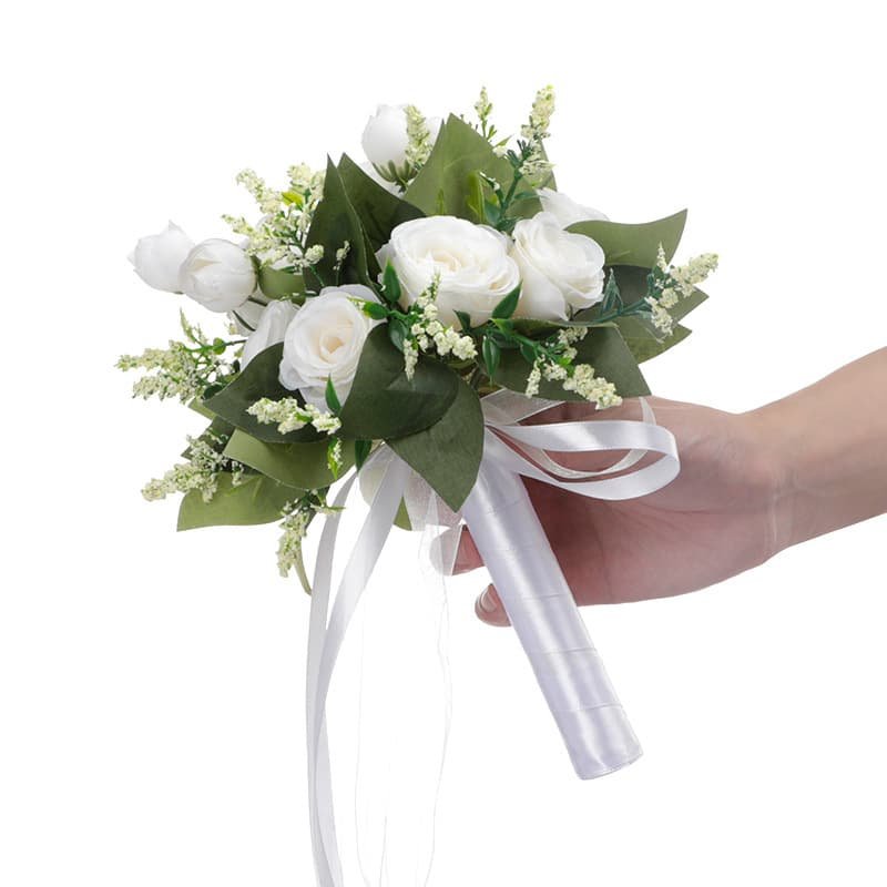 Artificial Bridesmaid Bouquet with Silk Roses for Wedding 1 Artificial Bridesmaid Bouquet with Silk Roses for Wedding 3