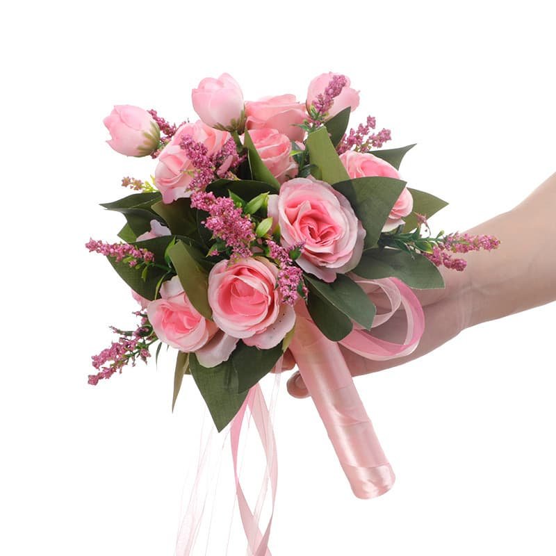 Artificial Bridesmaid Bouquet with Silk Roses for Wedding 2 Artificial Bridesmaid Bouquet with Silk Roses for Wedding 4