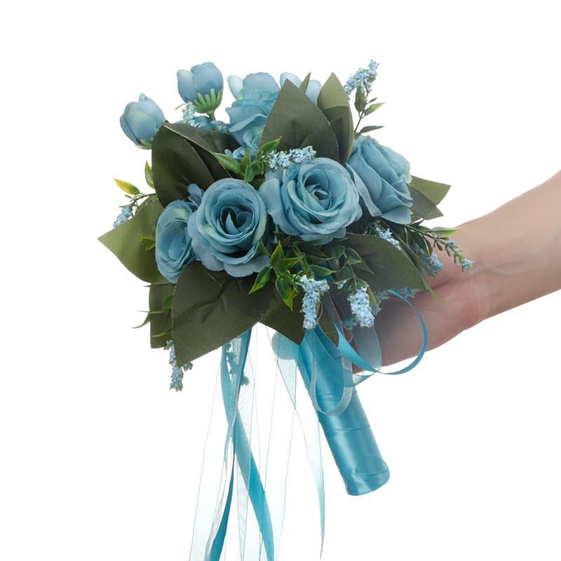 Artificial Bridesmaid Bouquet with Silk Roses for Wedding 4 Artificial Bridesmaid Bouquet with Silk Roses for Wedding 7