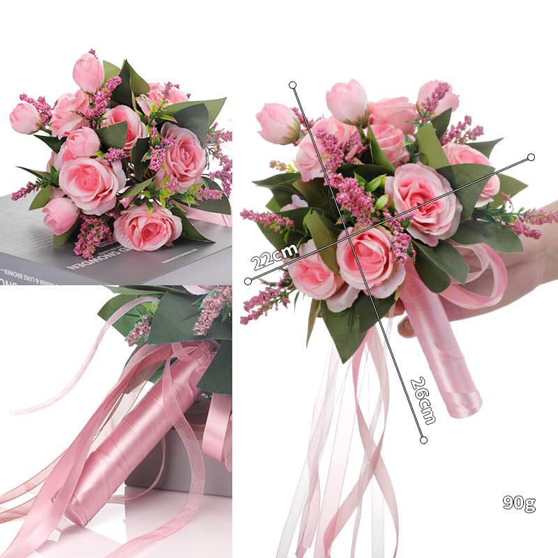 Artificial Bridesmaid Bouquet with Silk Roses for Wedding 8 Artificial Bridesmaid Bouquet with Silk Roses for Wedding 8