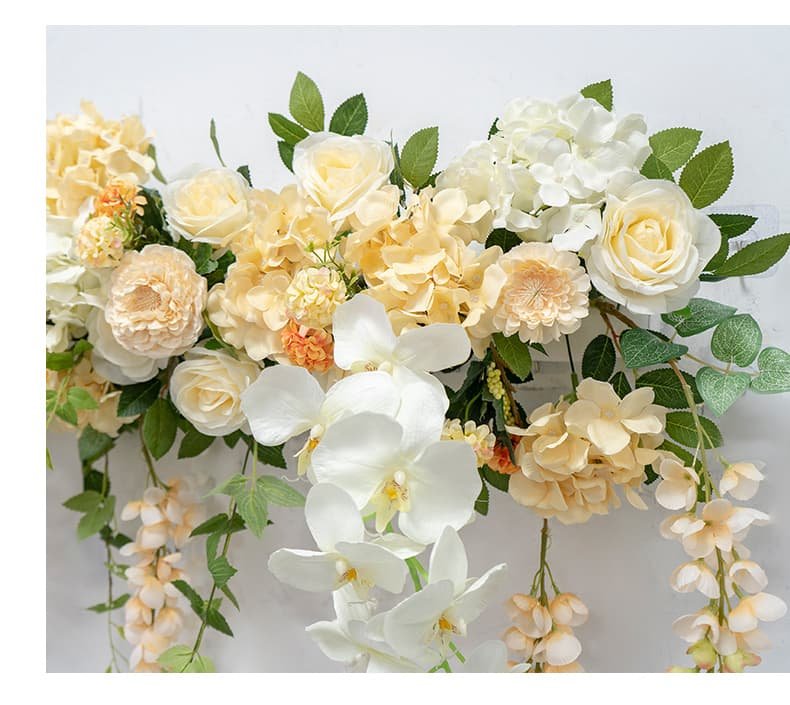Artificial Floral Row with Pastel Colors Rose for Events 12 Artificial Floral Row with Pastel Colors for Events 14