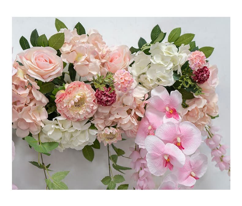 Artificial Floral Row with Pastel Colors Rose for Events 10 Artificial Floral Row with Pastel Colors for Events 16