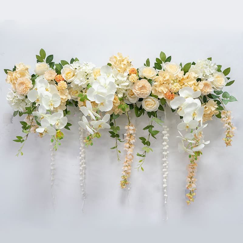 Artificial Floral Row with Pastel Colors Rose for Events 1 Artificial Floral Row with Pastel Colors for Events 2 1