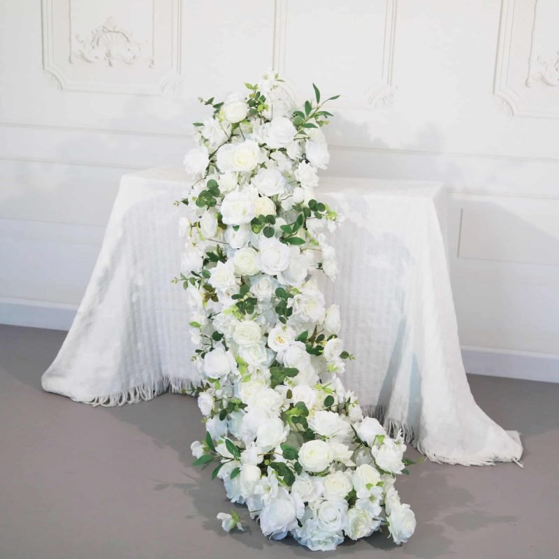 Artificial Flower Runner For Table With White Rose 2