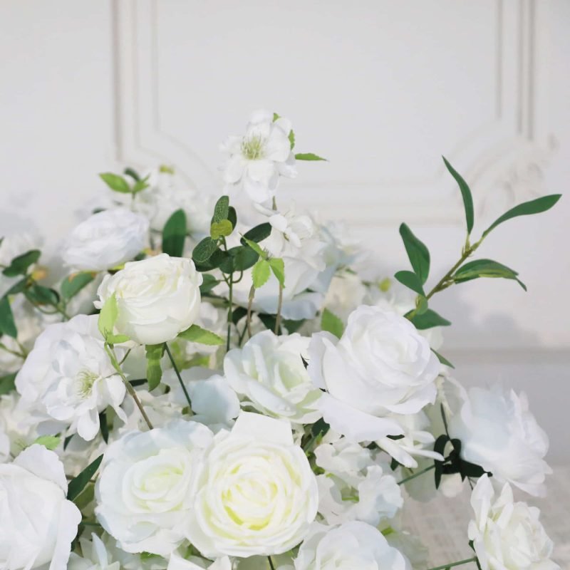 Artificial Flower Runner For Table With White Rose 5
