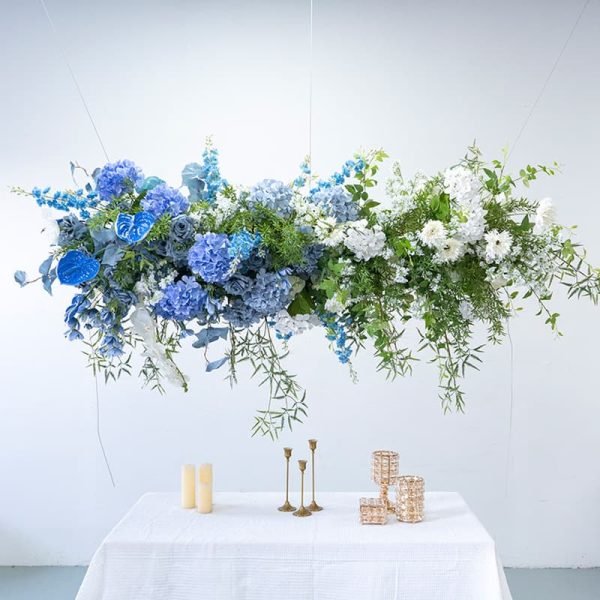 Artificial Hydrangea Flower Row for Wall Design
