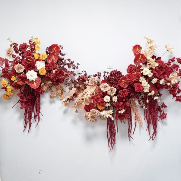 Artificial Rose Flower Row Wall Hanging for Home
