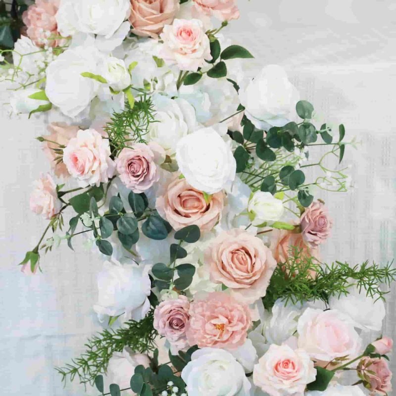 Artificial Silk Flower Runner For Table With Pink Rose 3 Artificial Silk Flower Runner For Table With Pink Rose 4