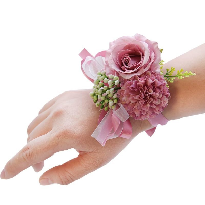 Artificial Wrist Corsage with Ribbon Strap for Wedding 12