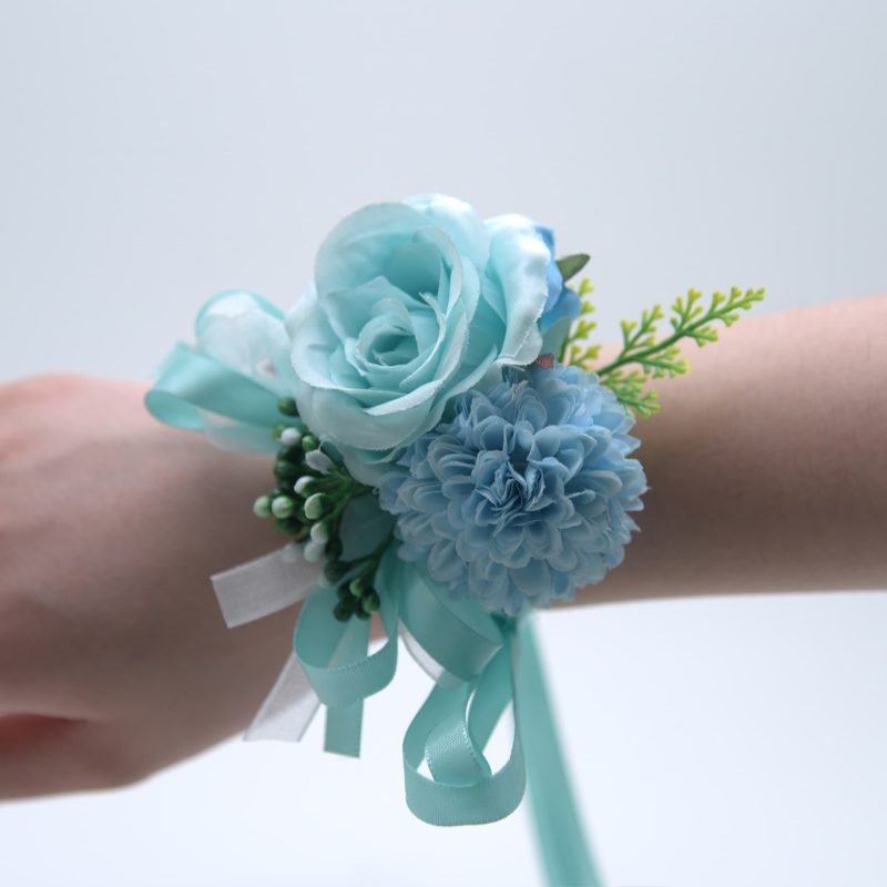 Artificial Wrist Corsage with Ribbon Strap for Wedding 14