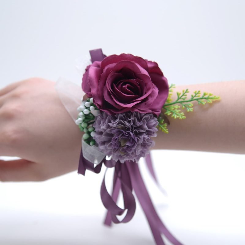 Artificial Wrist Corsage with Ribbon Strap for Wedding 17